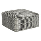 20" Black And White Polyester Geometric Outdoor Pouf Ottoman