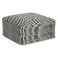 20" Black And White Polyester Geometric Outdoor Pouf Ottoman