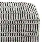 20" Black And White Polyester Geometric Outdoor Pouf Ottoman
