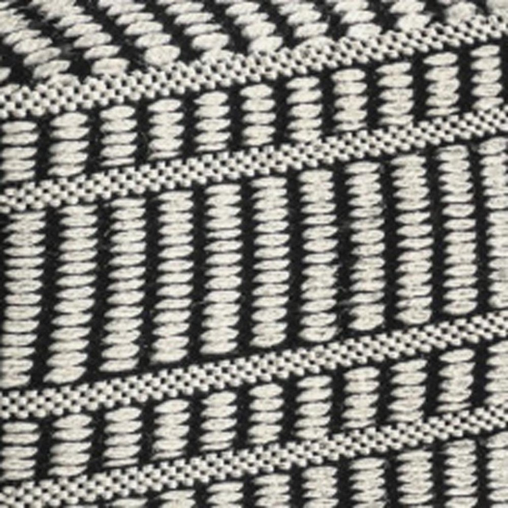 20" Black And White Polyester Geometric Outdoor Pouf Ottoman