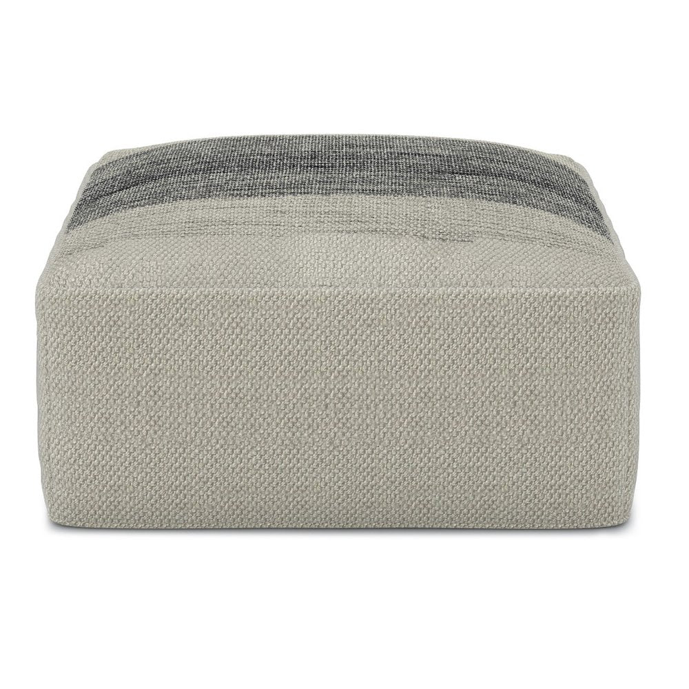 20" Gray And White Polyester Striped Outdoor Pouf Ottoman