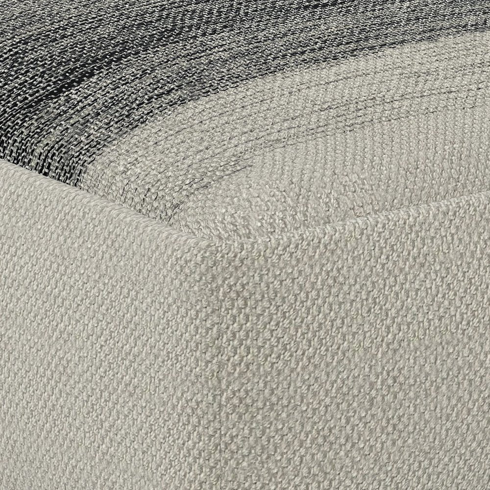 20" Gray And White Polyester Striped Outdoor Pouf Ottoman