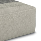 20" Gray And White Polyester Striped Outdoor Pouf Ottoman