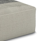20" Gray And White Polyester Striped Outdoor Pouf Ottoman