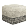 18" Gray And White Polyester Ombre Outdoor Pouf Ottoman