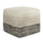 18" Gray And White Polyester Ombre Outdoor Pouf Ottoman