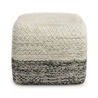 18" Gray And White Polyester Ombre Outdoor Pouf Ottoman
