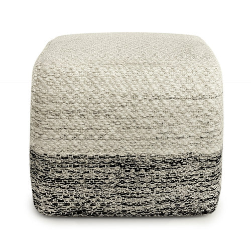 18" Gray And White Polyester Ombre Outdoor Pouf Ottoman