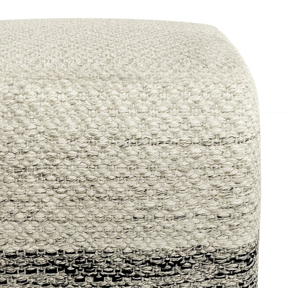 18" Gray And White Polyester Ombre Outdoor Pouf Ottoman