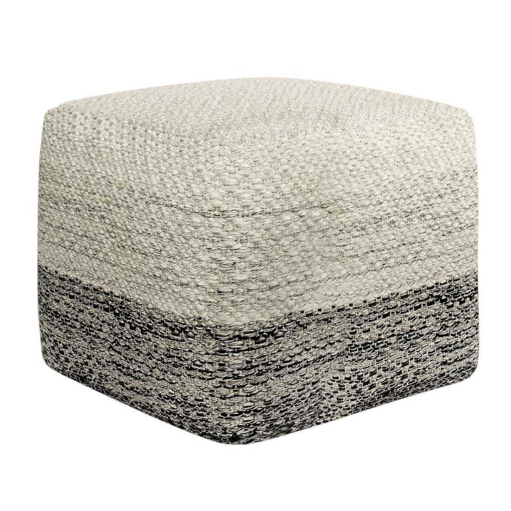 18" Gray And White Polyester Ombre Outdoor Pouf Ottoman