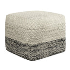 18" Gray And White Polyester Ombre Outdoor Pouf Ottoman