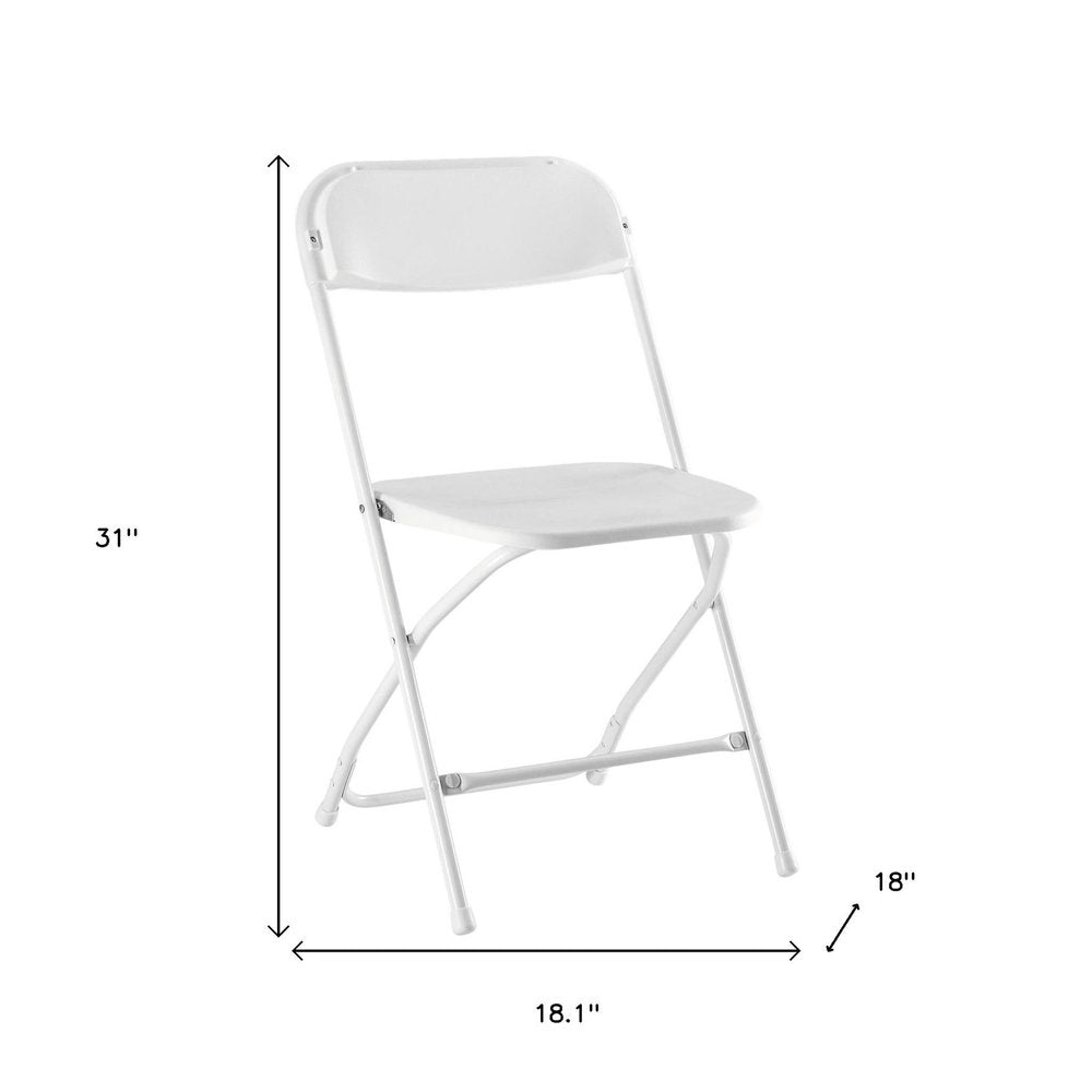 Set of Four White Metal Outdoor Folding Stacking Dining Chairs