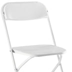 Set of Four White Metal Outdoor Folding Stacking Dining Chairs