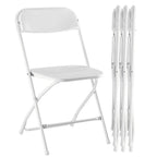 Set of Four White Metal Outdoor Folding Stacking Dining Chairs
