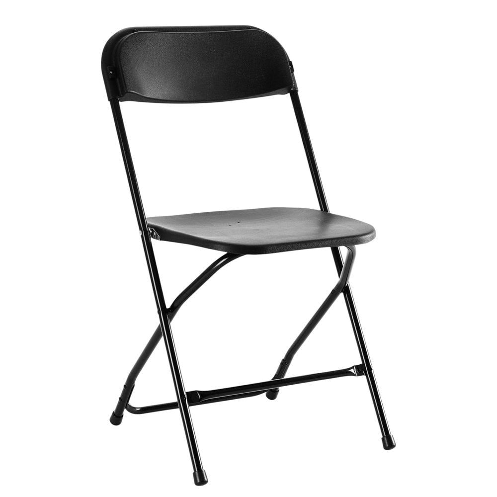 Set of Four Black Metal Outdoor Folding Stacking Dining Chairs