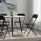 Set of Four Black Metal Outdoor Folding Stacking Dining Chairs