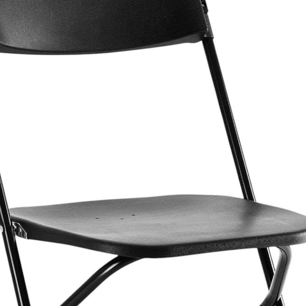 Set of Four Black Metal Outdoor Folding Stacking Dining Chairs