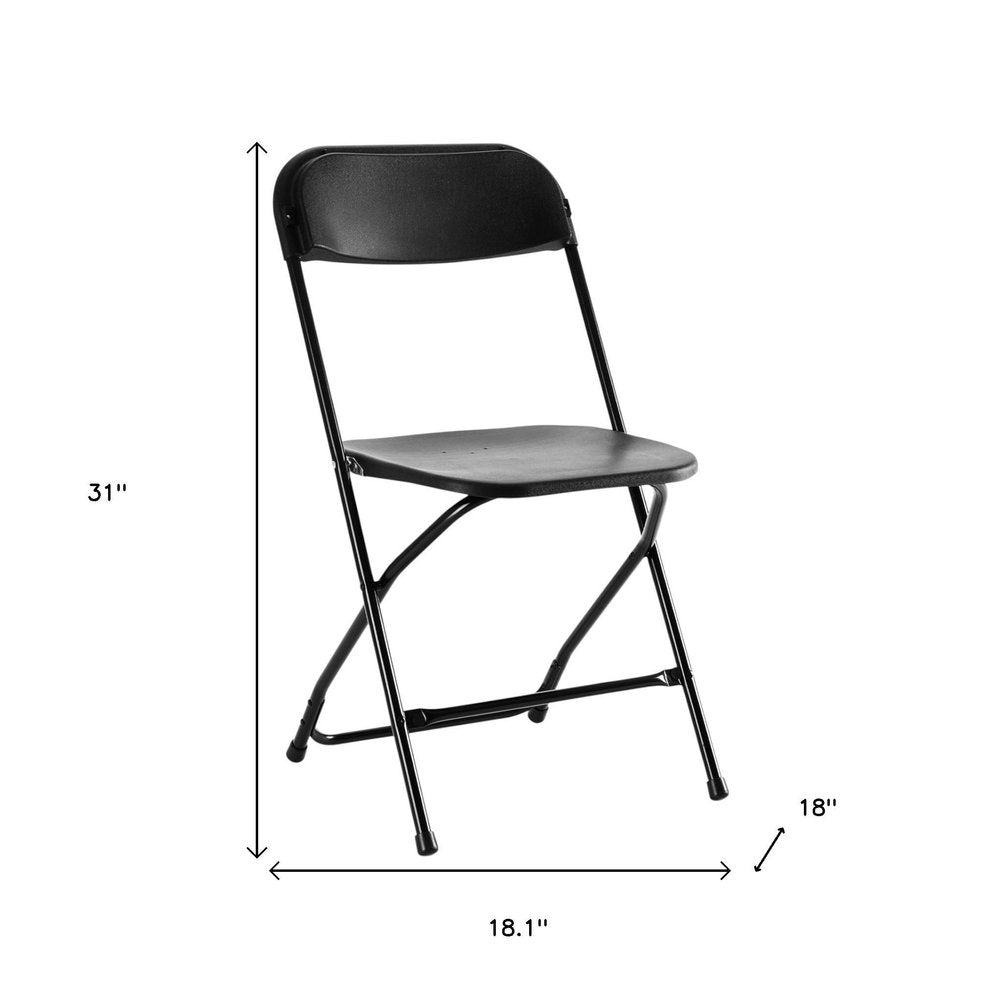 Set of Six Black Metal Outdoor Folding Stacking Dining Chairs