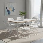 Set of Six White Metal Outdoor Folding Stacking Dining Chairs
