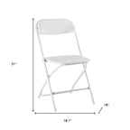 Set of Six White Metal Outdoor Folding Stacking Dining Chairs