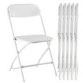 Set of Six White Metal Outdoor Folding Stacking Dining Chairs