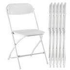 Set of Six White Metal Outdoor Folding Stacking Dining Chairs