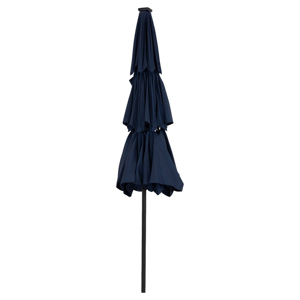 10' Dark Blue Polyester Octagonal Tilt Lighted Market Patio Umbrella