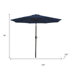 9' Dark Blue Polyester Octagonal Tilt Market Patio Umbrella