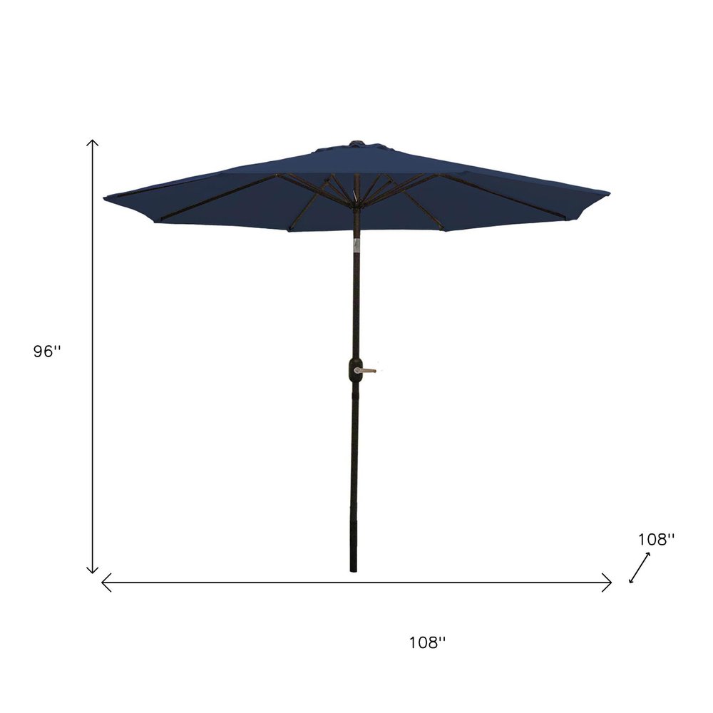9' Dark Blue Polyester Octagonal Tilt Market Patio Umbrella