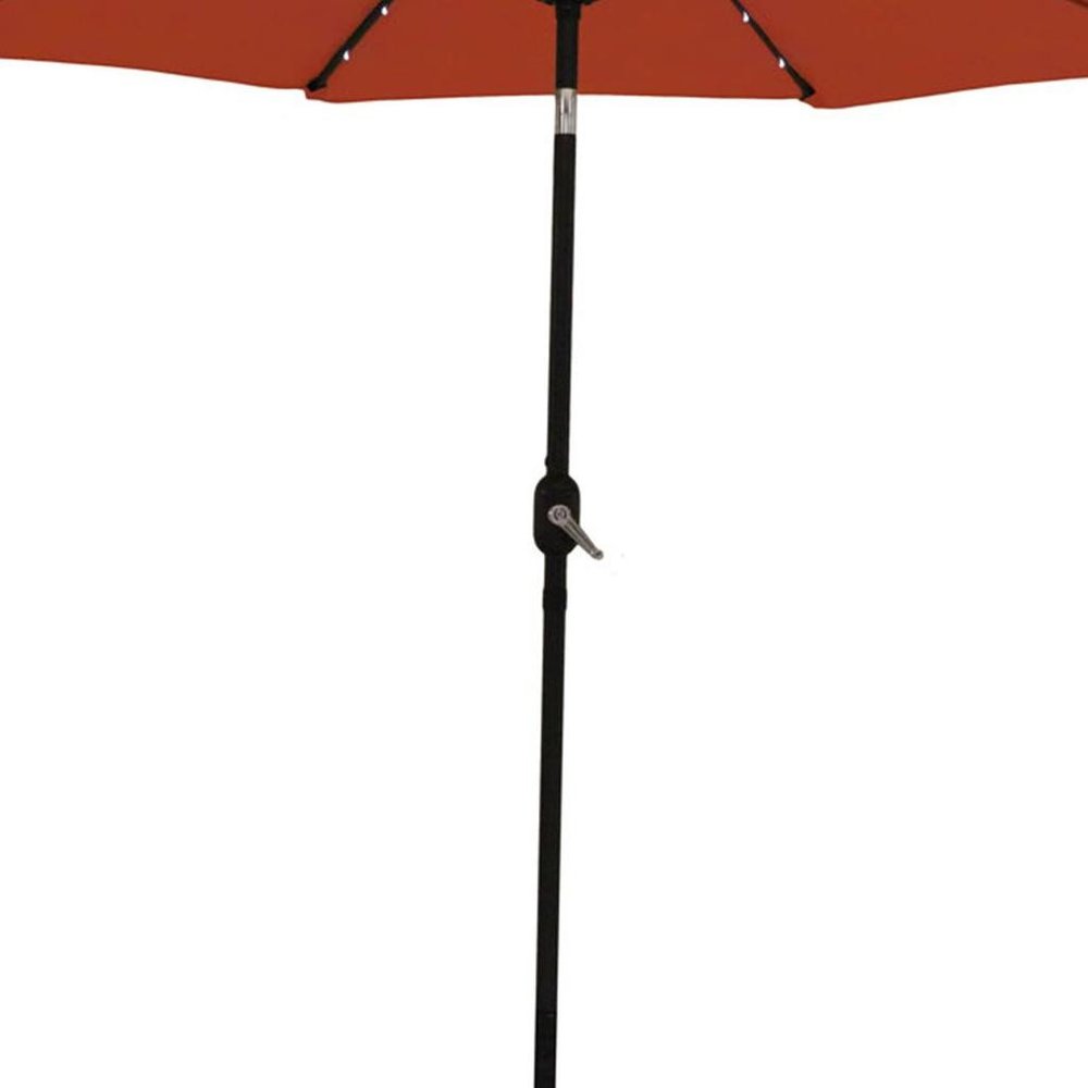 96" Orange Polyester Octagonal Tilt Lighted Market Patio Umbrella
