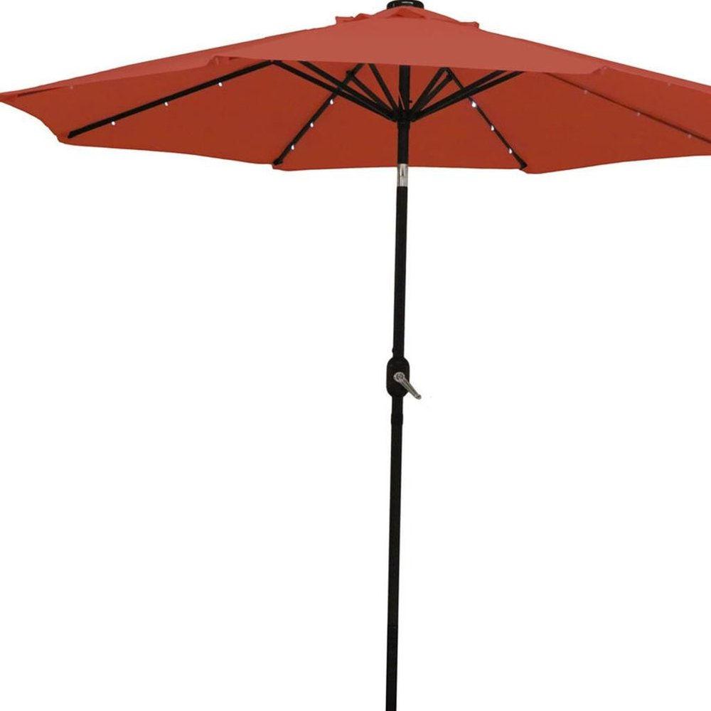 9' Orange Polyester Octagonal Tilt Lighted Market Patio Umbrella