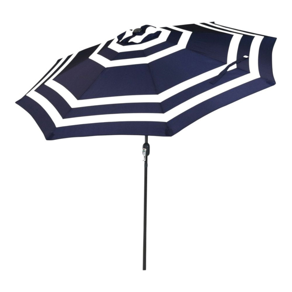 9' Dark Blue Polyester Octagonal Tilt Market Patio Umbrella