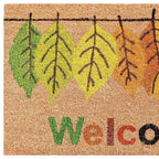 17" X 29" Natural Green And Orange Botanical Leaves Welcome Outdoor Coir Door Mat