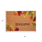 17" X 29" Natural Red And Yellow Leaves Welcome Outdoor Coir Door Mat