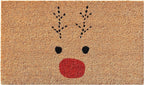 30" X 48" Brown Red And Black Christmas Reindeer Outdoor Coir Door Mat