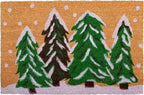 17" X 29" Natural and Green Coir Christmas Trees Outdoor Christmas Door Mat
