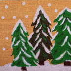 17" X 29" Natural and Green Coir Christmas Trees Outdoor Christmas Door Mat