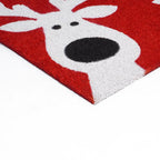 24" X 36" Red White And Black Christmas Reindeer Outdoor Coir Door Mat