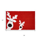 17" X 29" Red and White Coir Reindeer Outdoor Christmas Door Mat