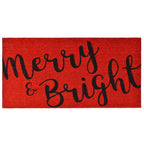 24" X 36" Red and Black Coir Merry and Bright Outdoor Christmas Door Mat
