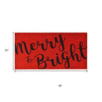 24" X 36" Red and Black Coir Merry and Bright Outdoor Christmas Door Mat