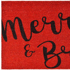 24" X 36" Red and Black Coir Merry and Bright Outdoor Christmas Door Mat