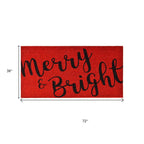 24" X 36" Red and Black Coir Merry and Bright Outdoor Christmas Door Mat