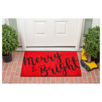 24" X 36" Red and Black Coir Merry and Bright Outdoor Christmas Door Mat