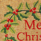 24" X 36" Natural Red and Green Coir Merry Christmas Outdoor Christmas Door Mat