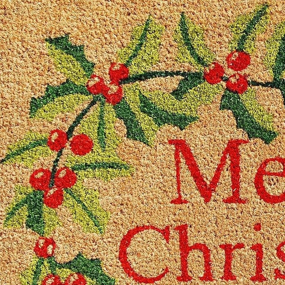 24" X 36" Natural Red and Green Coir Merry Christmas Outdoor Christmas Door Mat