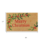 24" X 36" Natural Red and Green Coir Merry Christmas Outdoor Christmas Door Mat
