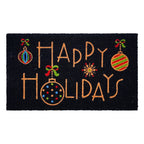 24" X 36" Black and Natural Coir Happy Holidays Outdoor Christmas Door Mat