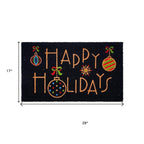 24" X 36" Black and Natural Coir Happy Holidays Outdoor Christmas Door Mat