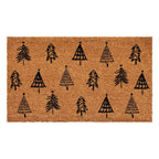 17" X 29" Natural and Black Coir Floral Welcome Outdoor Door Mat